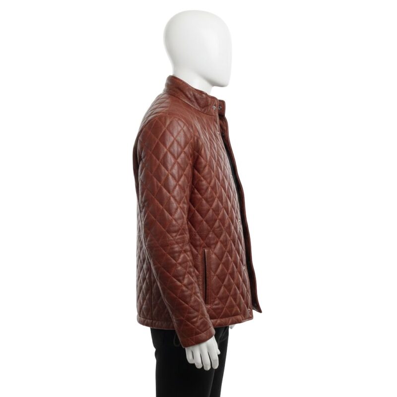 MEN DISTRESSED PUFFER LEATHER JACKET