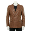 A luxury brown ostrich embossed genuine leather double breasted coat for men by Custom Jackets USA.