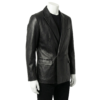A luxury black double breasted genuine leather coat for men by Custom Jackets USA.