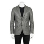 A luxury slate grey smooth genuine leather blazer for men by Custom Jackets USA.