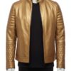 A luxury metallic gold crocodile embossed biker jacket men style by Custom Jackets USA.