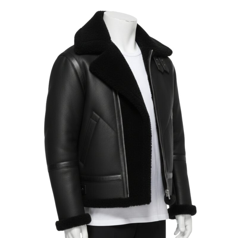 BLACK FUR LEATHER JACKET