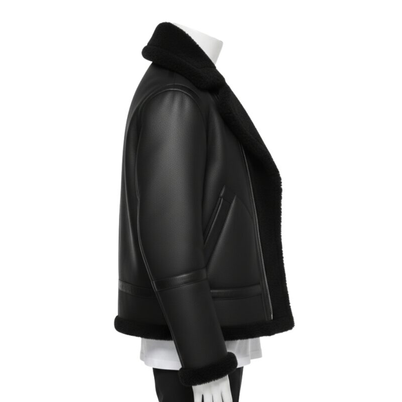 BLACK FUR LEATHER JACKET