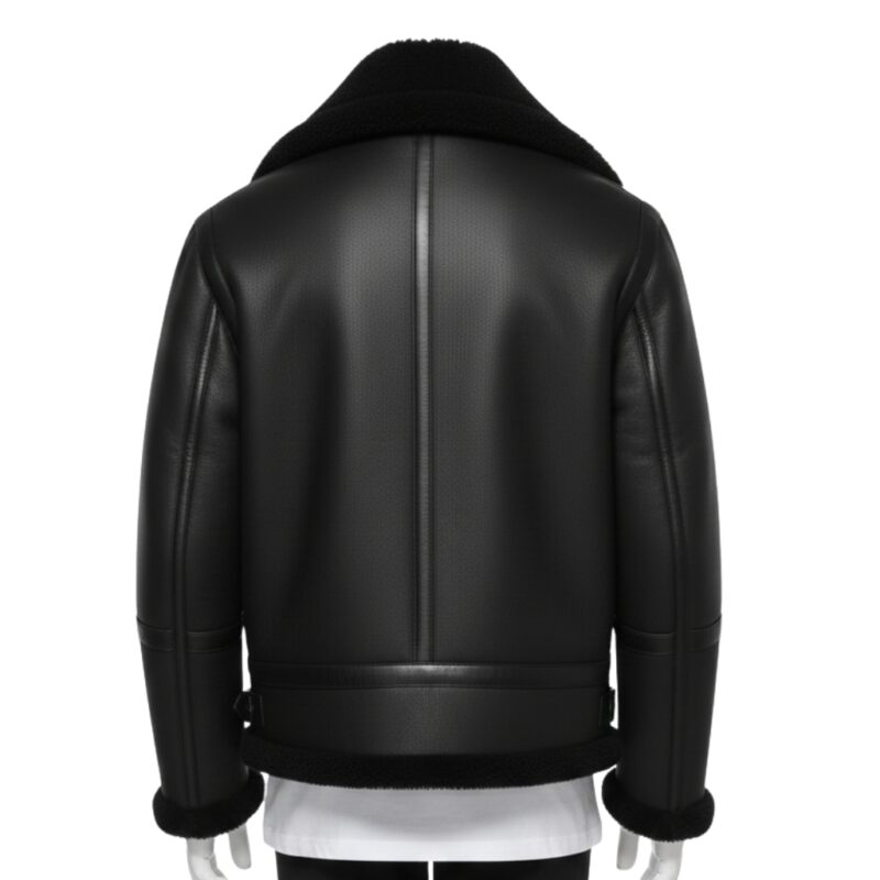 BLACK FUR LEATHER JACKET