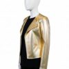 A luxury metallic gold crocodile embossed genuine leather biker jackets design by Custom Jackets USA.