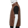Front view of a tobacco brown puffer vests for men with a slim-profile micro-baffle design.