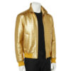 INTERLACING WOVEN LEATHER JACKET METALLIC GOLD