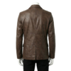A luxury brown smooth genuine leather double-breasted blazer for men by Custom Jackets USA.