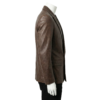 A luxury brown smooth genuine leather double-breasted blazer for men by Custom Jackets USA.