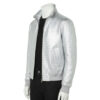 INTERLACING WOVEN LEATHER JACKET METALLIC SILVER