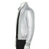 INTERLACING WOVEN LEATHER JACKET METALLIC SILVER
