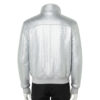 INTERLACING WOVEN LEATHER JACKET METALLIC SILVER