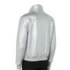 INTERLACING WOVEN LEATHER JACKET METALLIC SILVER