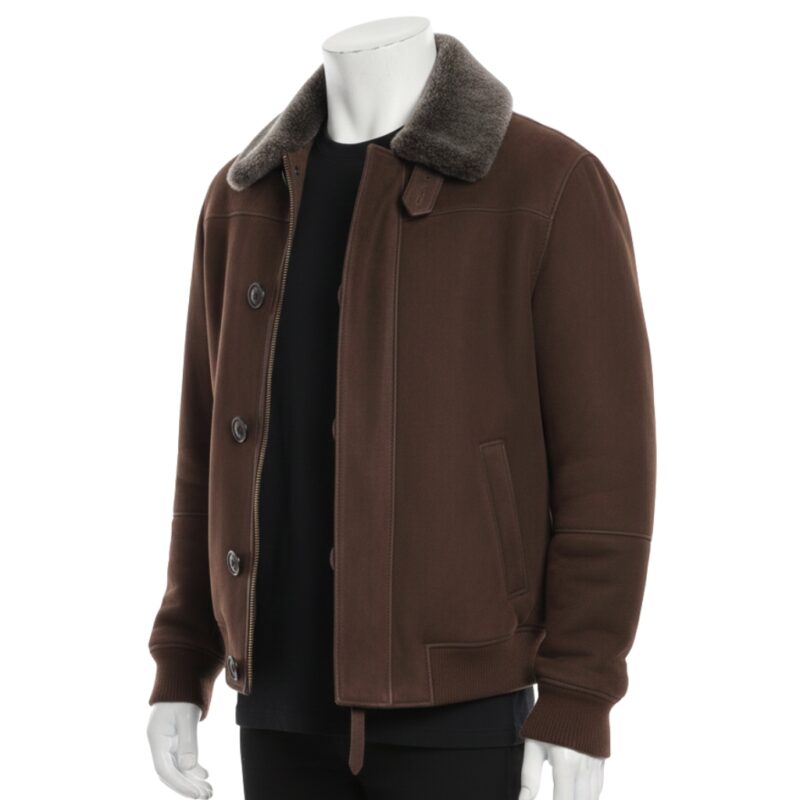 BROWN AVIATOR LEATHER JACKET