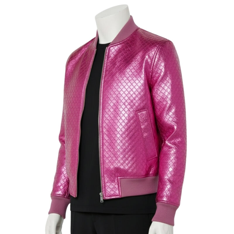INTERLACING WOVEN LEATHER BOMBER JACKET
