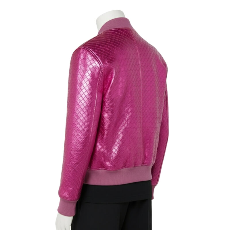 INTERLACING WOVEN LEATHER BOMBER JACKET