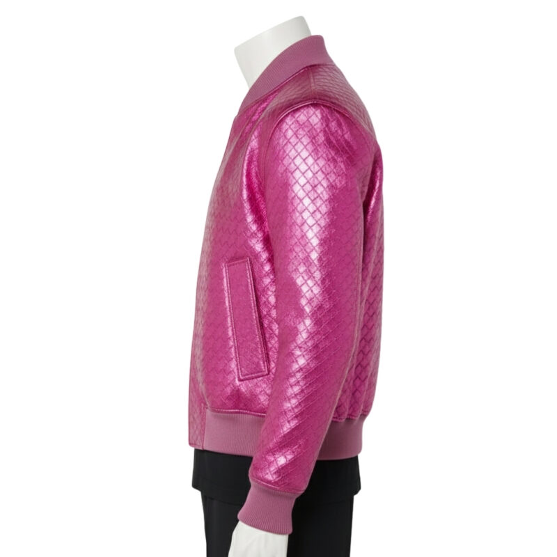 INTERLACING WOVEN LEATHER BOMBER JACKET