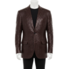 A luxury dark brown crocodile embossed mens leather coat by Custom Jackets USA.