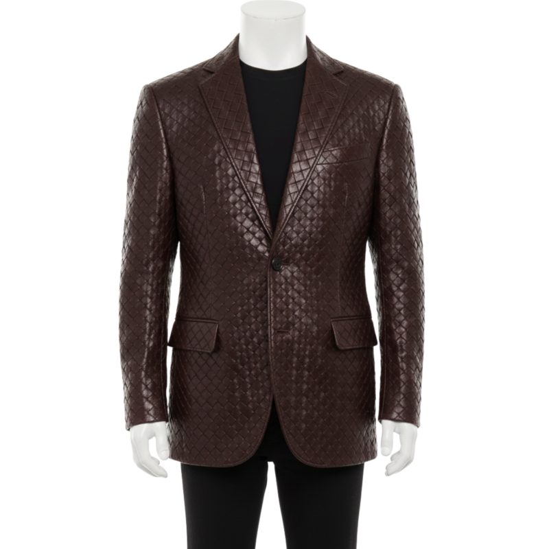 A luxury dark brown crocodile embossed mens leather coat by Custom Jackets USA.