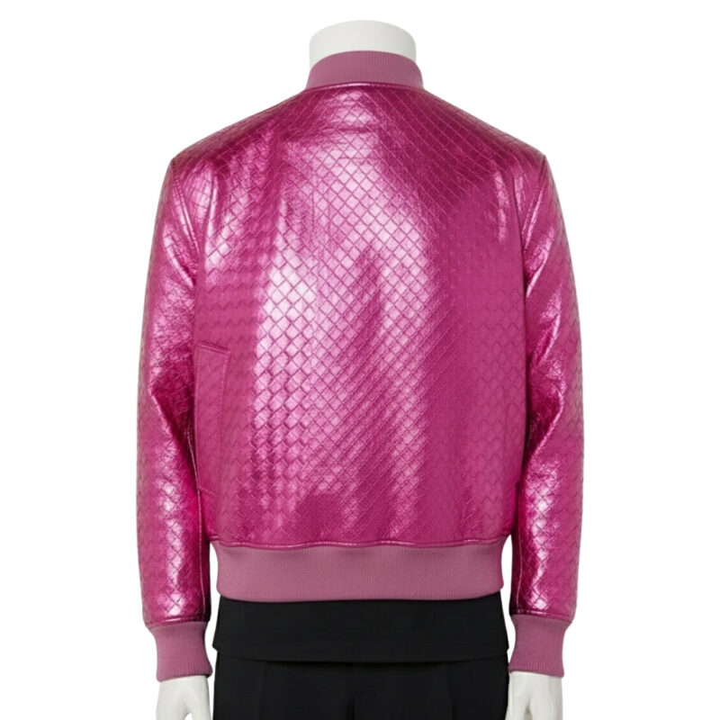 INTERLACING WOVEN LEATHER BOMBER JACKET