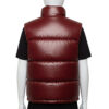 Side view of the tailored athletic fit on a horizontal quilted leather vest for men.
