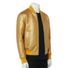 INTERLACING LEATHER BOMBER JACKET METALLIC GOLD