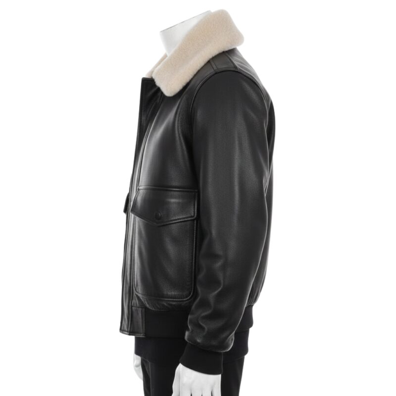 BLACK AVIATOR LEATHER JACKET