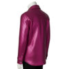 INTERLACING WOVEN LEATHER SHIRT METALLIC PINK