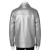 INTERLACING WOVEN LEATHER SHIRT METALLIC SILVER