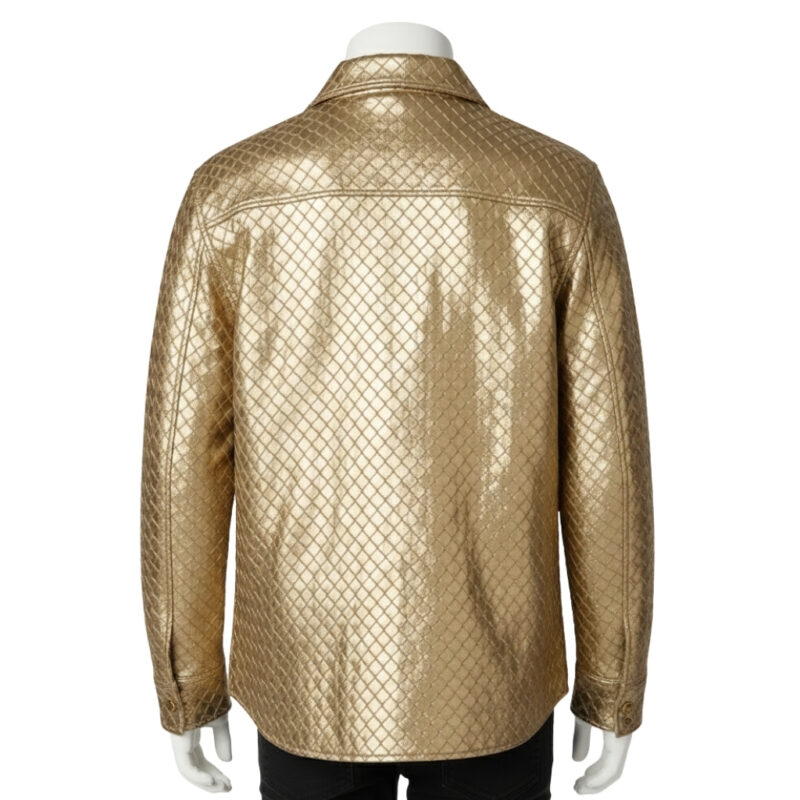 INTERLACING WOVEN LEATHER SHIRT METALLIC GOLD