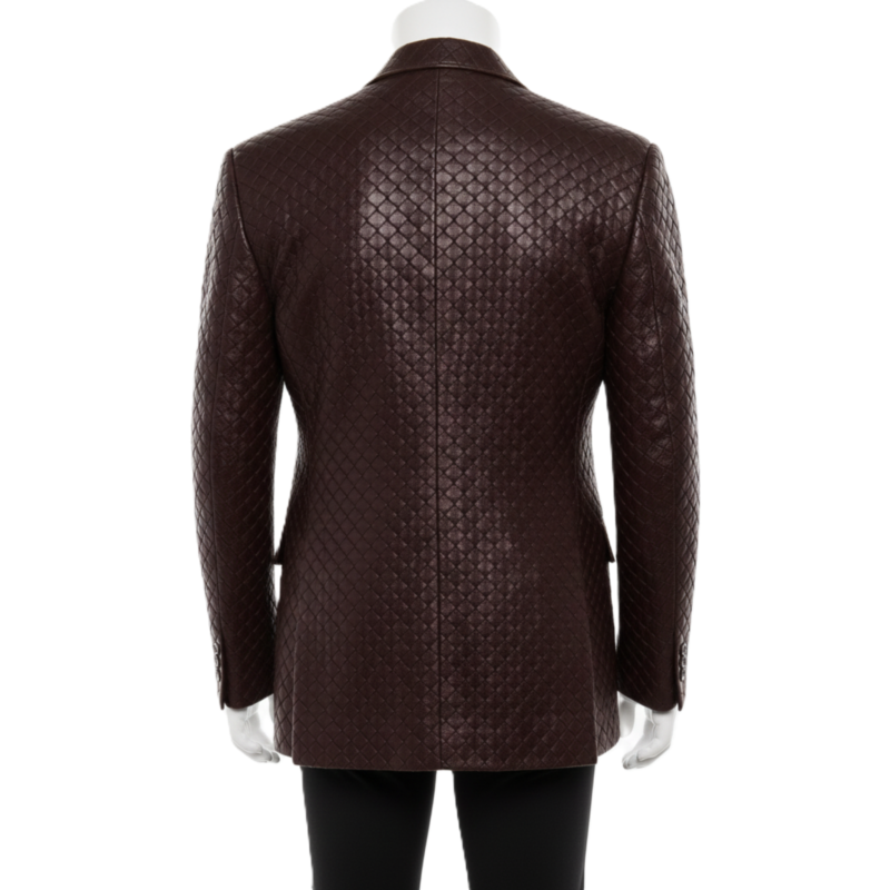 A luxury dark brown crocodile embossed mens leather coat by Custom Jackets USA.