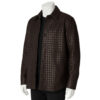 INTERLACING WOVEN LEATHER SHIRT CHOCOLATE BROWN