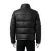 A luxury black woven genuine leather puffer jacket for men by Custom Jackets USA.