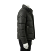 A luxury black woven genuine leather puffer jacket for men by Custom Jackets USA.