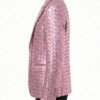 A luxury metallic pink woven genuine leather coat for men by Custom Jackets USA.