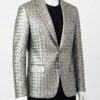 A luxury metallic silver woven genuine leather coat for men by Custom Jackets USA.