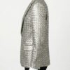 A luxury metallic silver woven genuine leather coat for men by Custom Jackets USA.