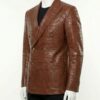 A luxury brown crocodile embossed genuine leather coat for men by Custom Jackets USA.