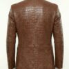 A luxury brown crocodile embossed genuine leather coat for men by Custom Jackets USA.