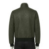 INTERLACING LEATHER BOMBER JACKET DARK GREEN