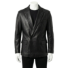 A luxury black double breasted genuine leather coat for men by Custom Jackets USA.