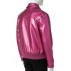 INTERLACING LEATHER COLLAR BOMBER JACKET