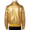 INTERLACING WOVEN LEATHER COLLAR BOMBER JACKET