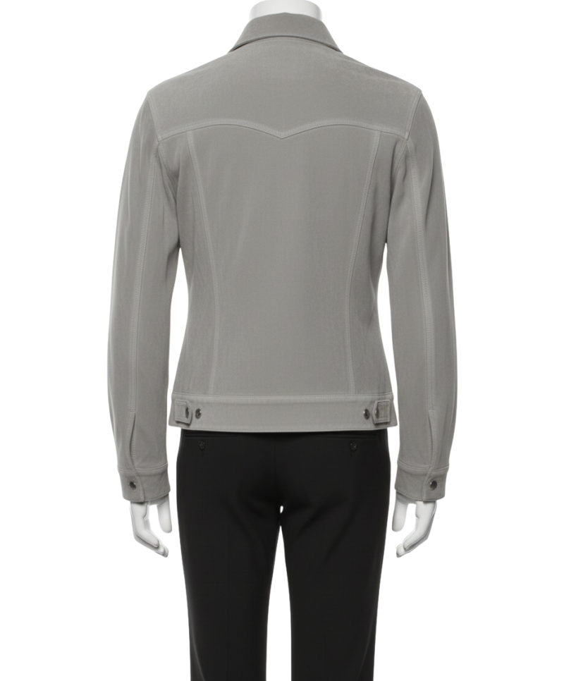 A premium stone grey suede leather jacket women edition featuring a luxury tailored fit and handmade suede jacket women grey craftsmanship.