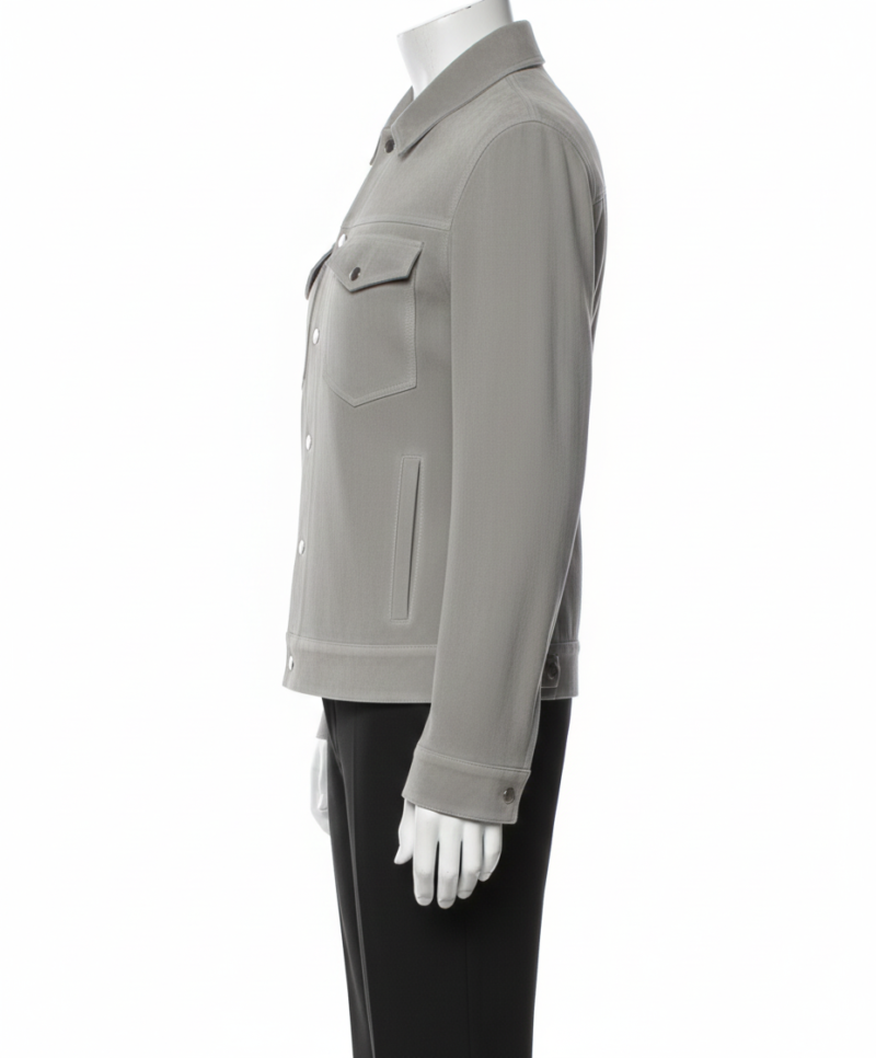 A premium stone grey suede leather jacket women edition featuring a luxury tailored fit and handmade suede jacket women grey craftsmanship.