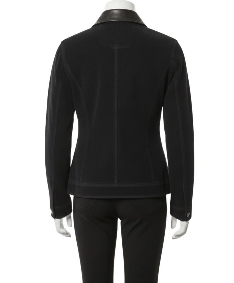 A premium black suede jacket women luxury edition with handmade black suede jacket womens craftsmanship and button closure.