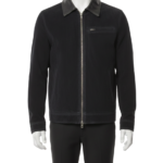 A midnight black handcrafted black suede jacket mens showcasing the high-quality men's suede leather jacket texture.