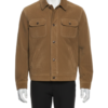 A camel handcrafted mens camel suede jacket showcasing the high-quality suede bomber jackets for men texture.