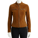 A premium dark brown suede leather jacket women edition featuring a luxury tailored fit and handmade brown suede leather jacket womens craftsmanship.