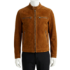 A tobacco brown handcrafted mens suede jacket showcasing the high-quality suede jackets for men texture.